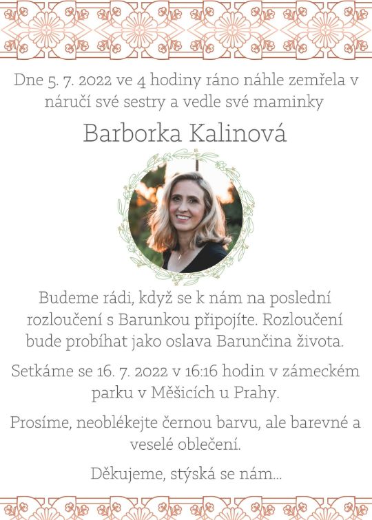 Parte číslo 12: Smuteční oznámení od Pohřebních průvodců (šablona parte, vzor)