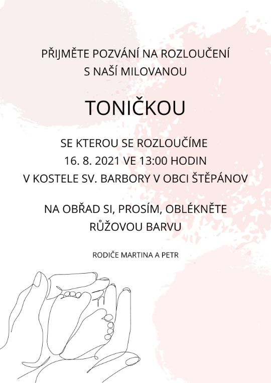 Parte pro miminka M02: Smuteční oznámení od Pohřebních průvodců (šablona parte, vzor)