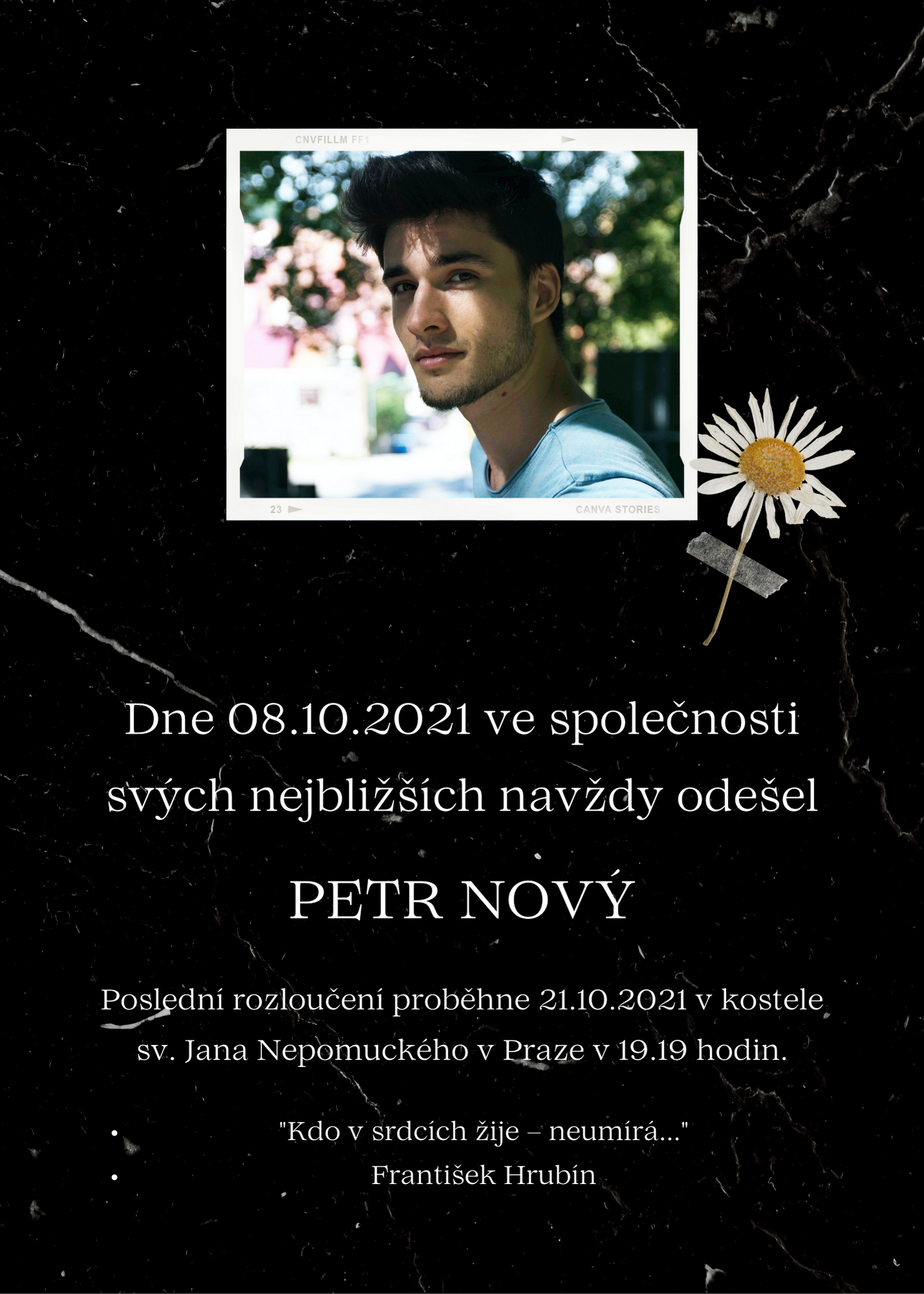 Click to edit image Parte číslo 11: Smuteční oznámení od Pohřebních průvodců (šablona parte, vzor)