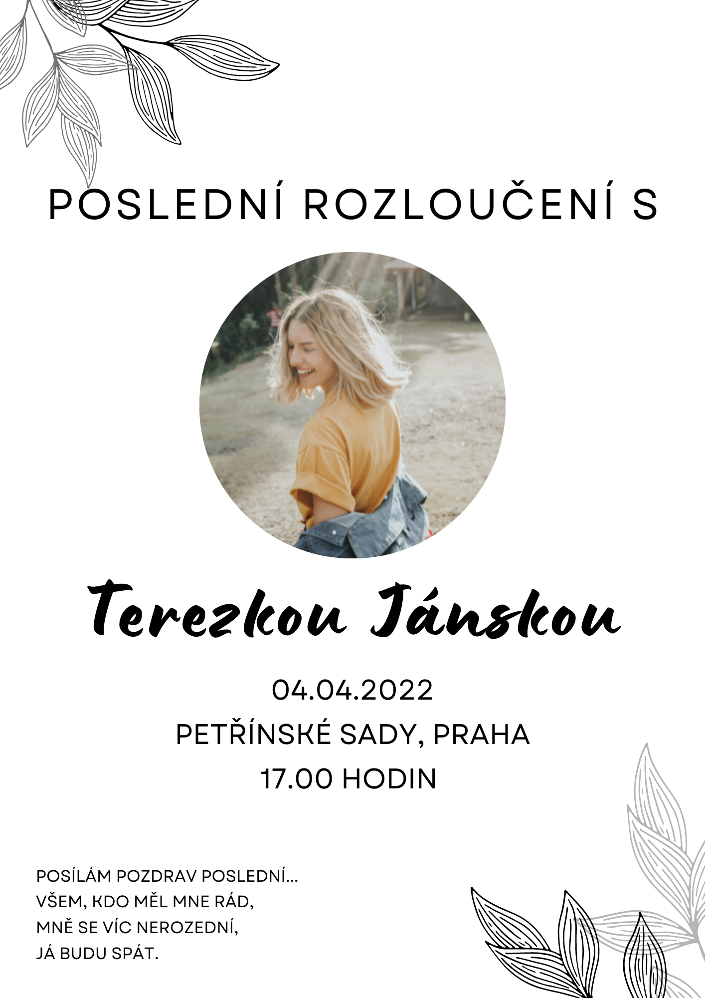 Parte číslo 21: Smuteční oznámení od Pohřebních průvodců (šablona parte, vzor)