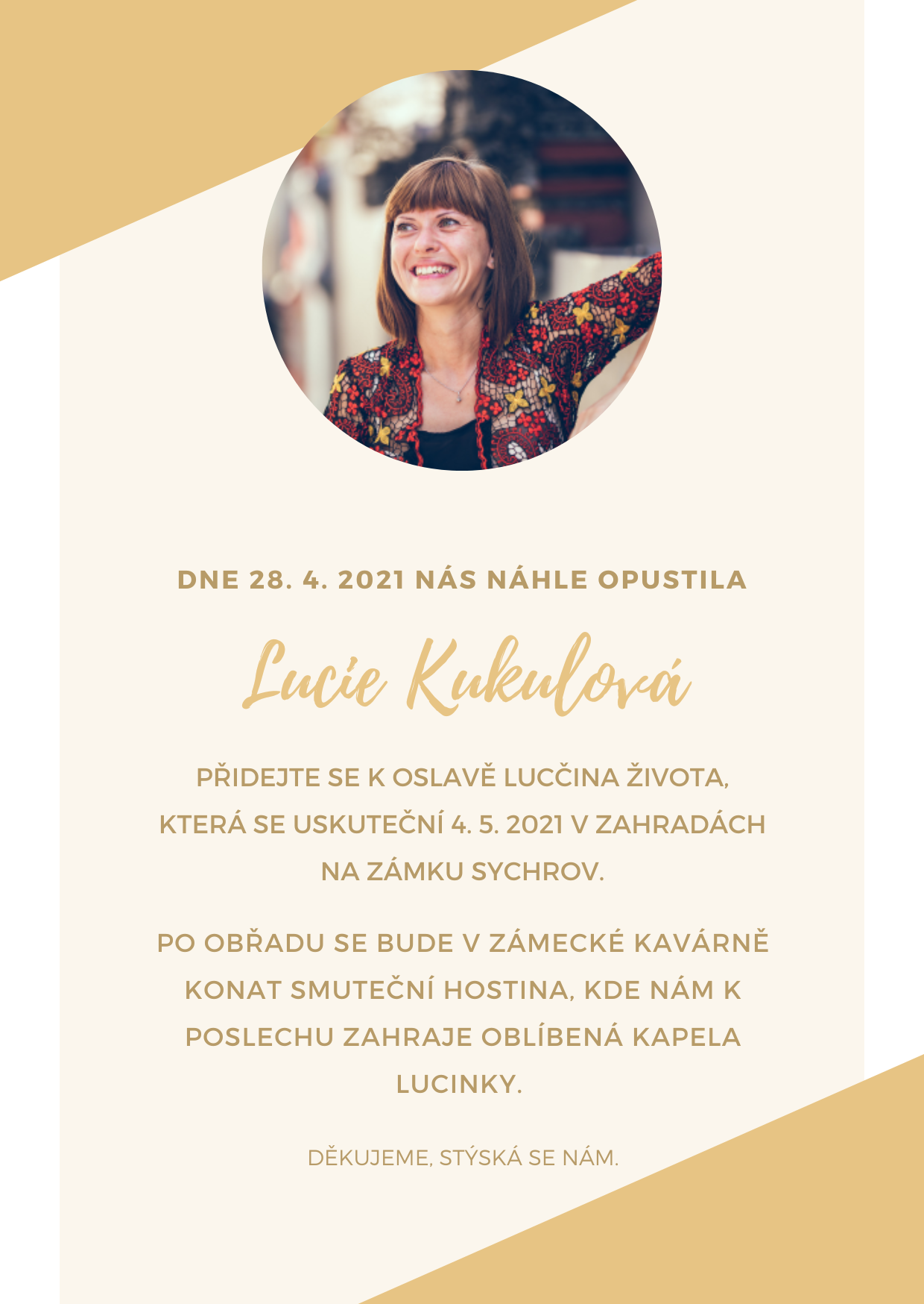 Click to edit image Parte číslo 17: Smuteční oznámení od Pohřebních průvodců (šablona parte, vzor)