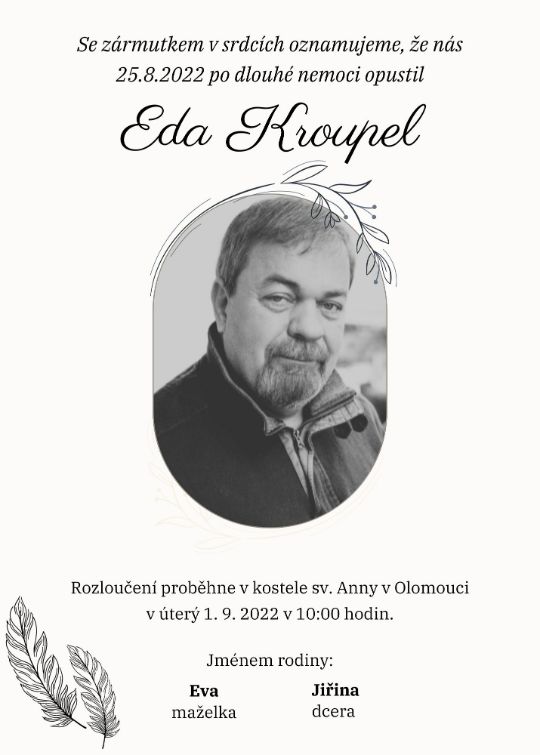 Parte číslo 14: Smuteční oznámení od Pohřebních průvodců (šablona parte, vzor)