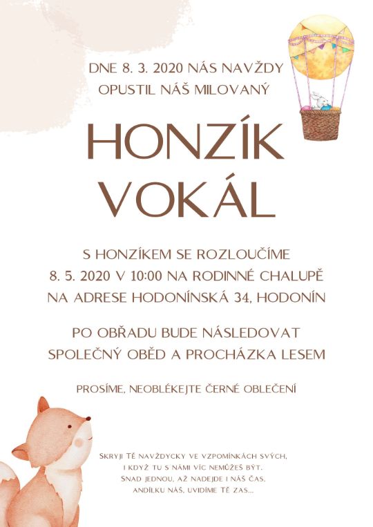 Parte pro miminka M03: Smuteční oznámení od Pohřebních průvodců (šablona parte, vzor)