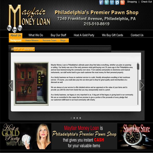 Project: Web Design, Client: Mayfair Loans - USA