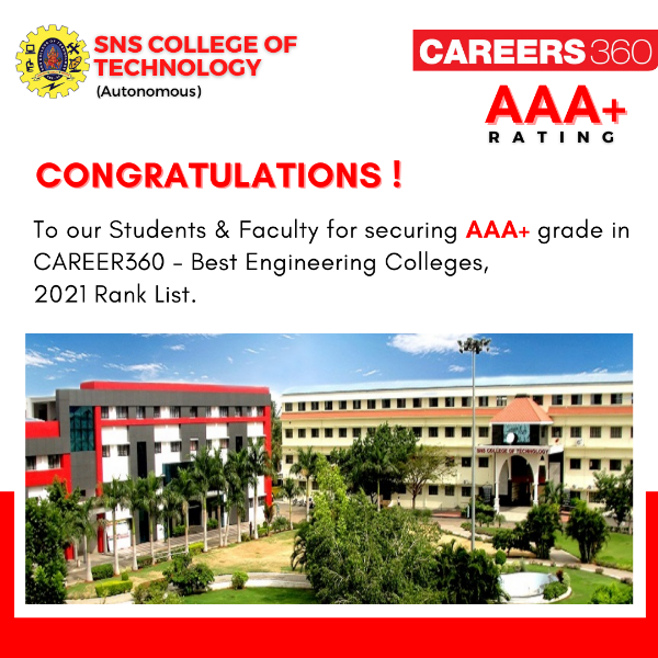 SNS College of Technology have secured AAA+ Grade in CAREER360