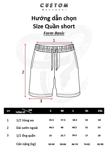 Hướng dẫn đo size Short CUSTOM