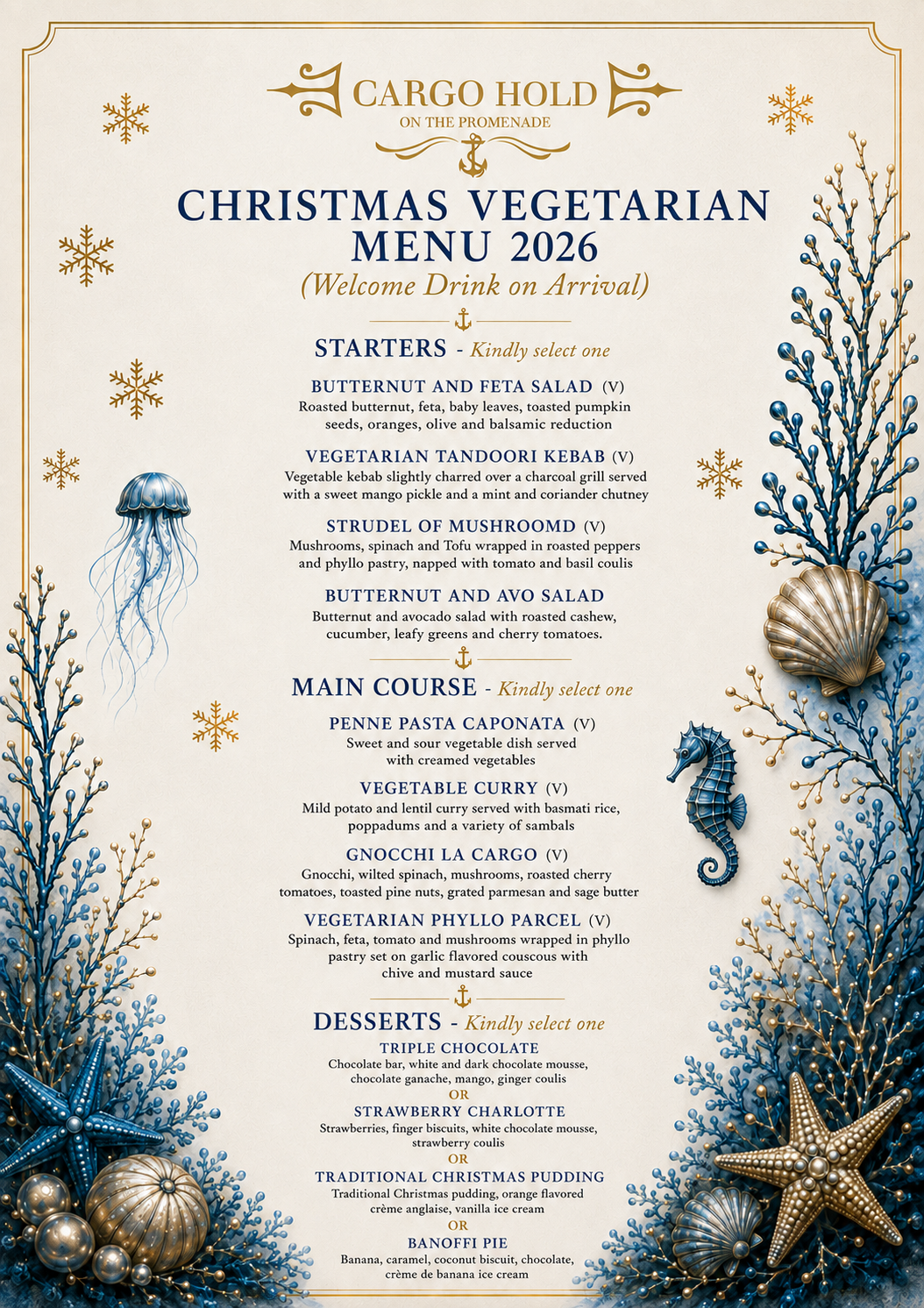 Christmas Vegetarian Menu 2026
