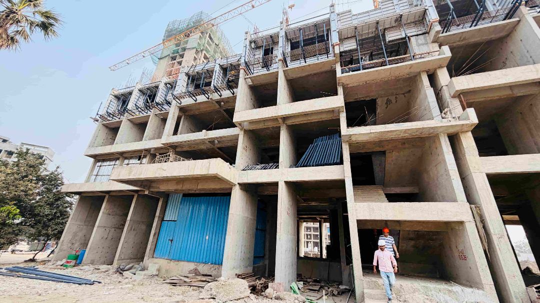 Under construction building view of Yogakshema Residency project in Panvel, Raigad-C wing