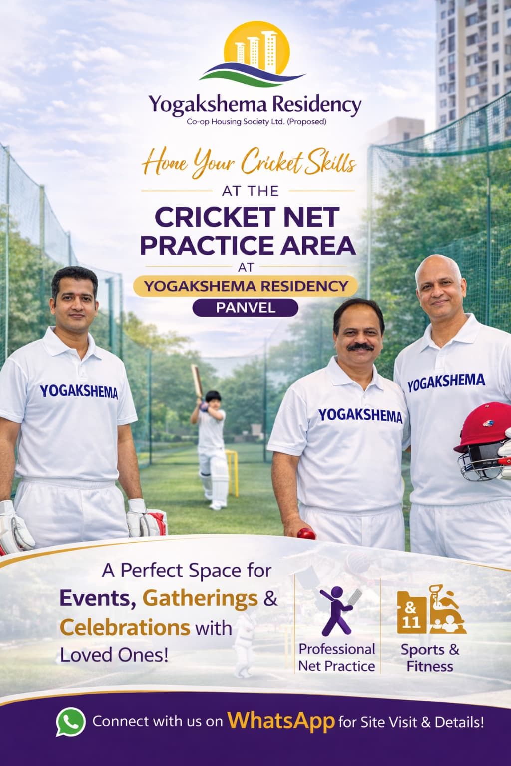 Cricket net practice facility at Yogakshema Residency Panvel township