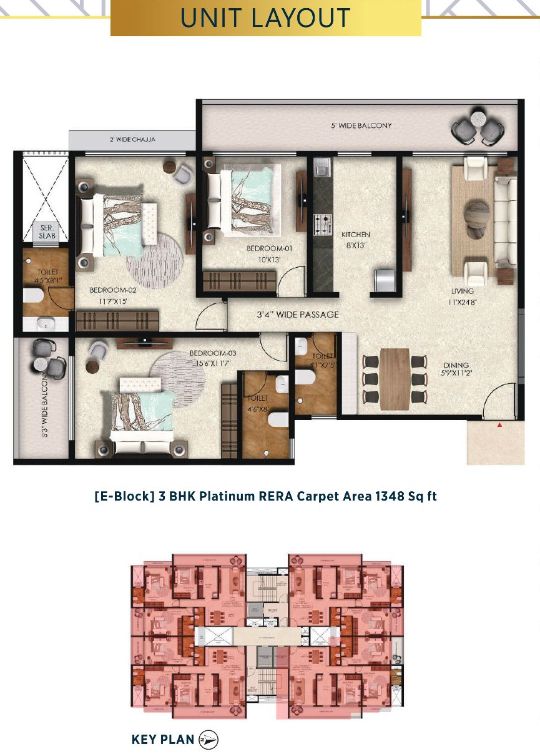 3 bhk 1348 sq ft floor plan yogakshema residency