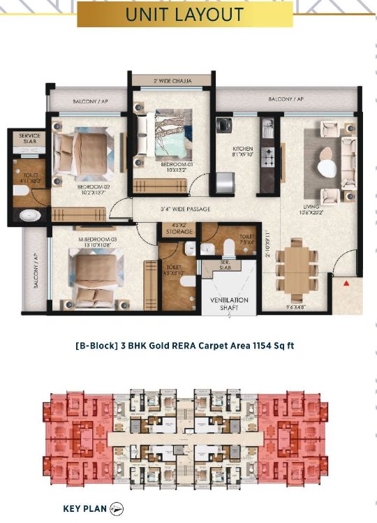 3 bhk 1154 sq ft floor plan panvel