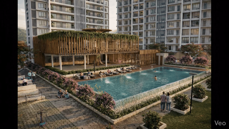 Landscaped walking track at Yogakshema Residency, Panvel