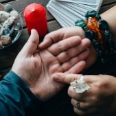 psychic reading the lines on a man's hand