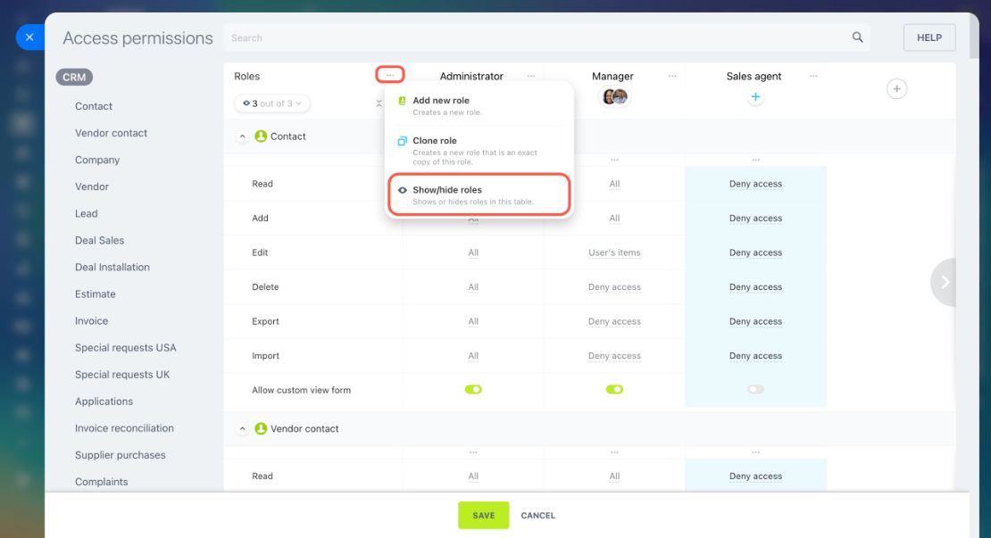 CRM дахь Role-based Access Permissions