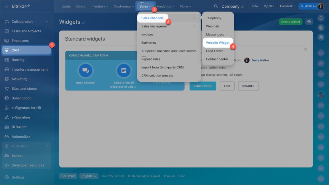 Website Widget устгах
