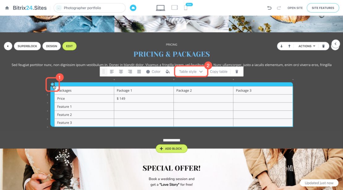 Bitrix24 Sites, Stores болон мэдлэгийн сан дахь хүснэгтүүд