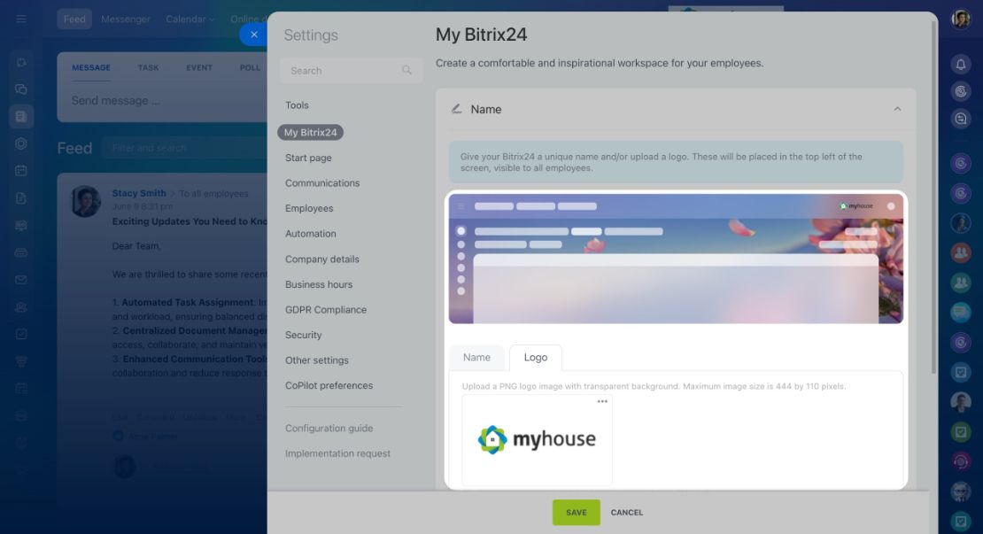 Bitrix24 нэр болон лого өөрчлөх