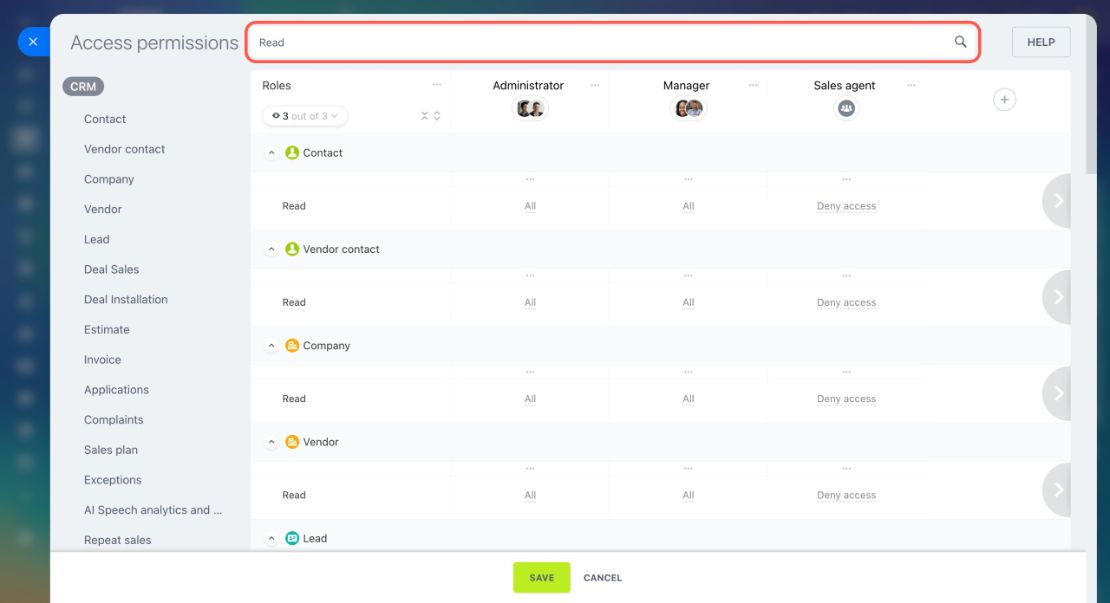 CRM дахь Role-based Access Permissions