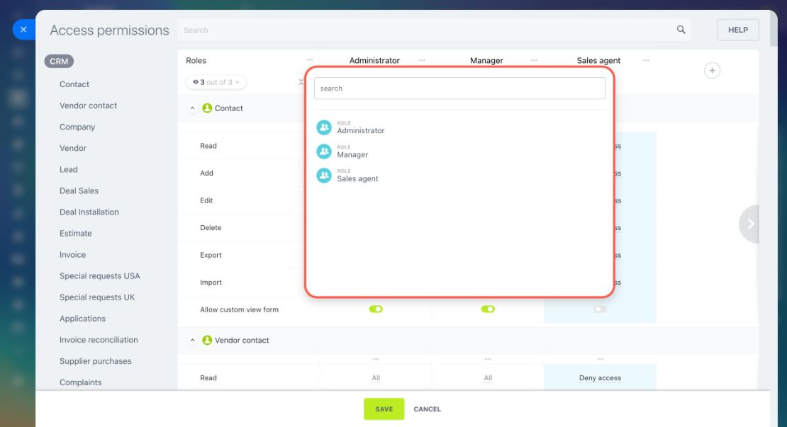CRM дахь Role-based Access Permissions