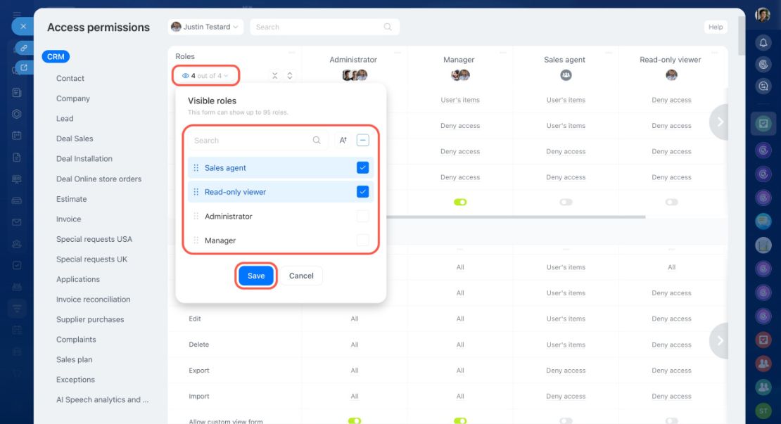 CRM дахь Role-based Access Permissions