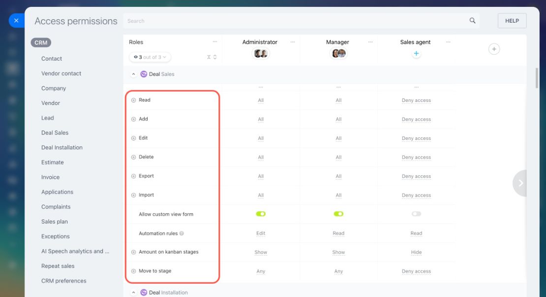 CRM дахь Role-based Access Permissions