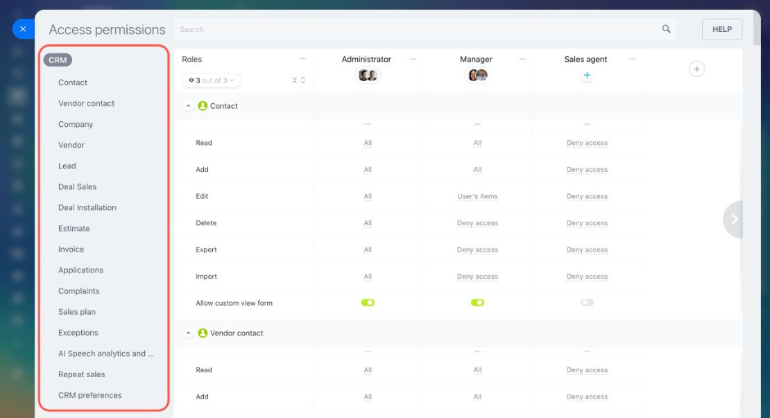 CRM дахь Role-based Access Permissions