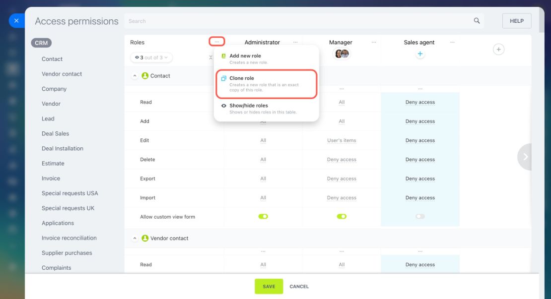 CRM дахь Role-based Access Permissions