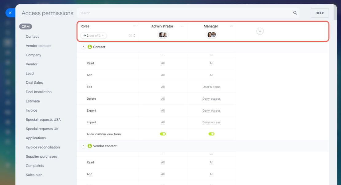 CRM дахь Role-based Access Permissions