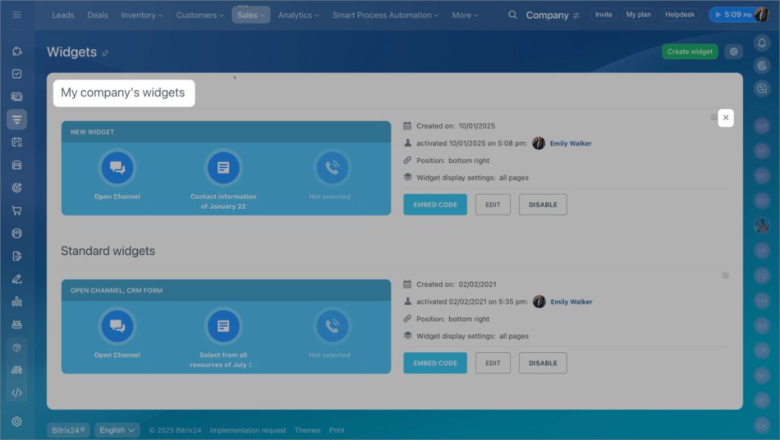 Website Widget устгах