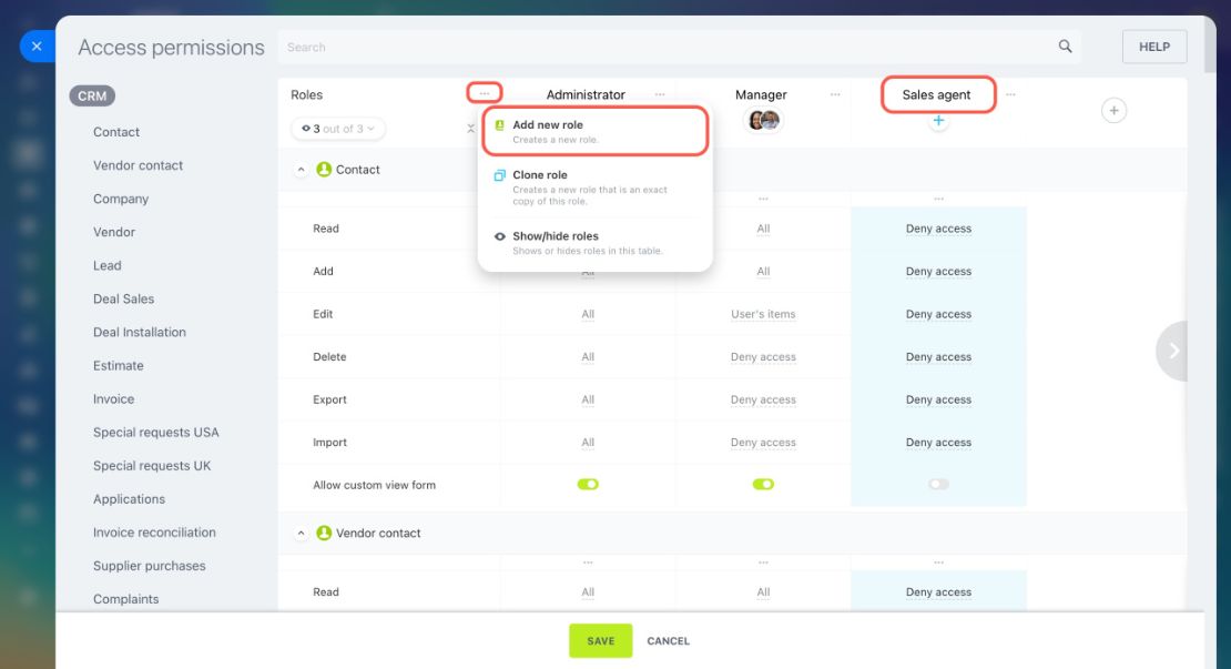 CRM дахь Role-based Access Permissions