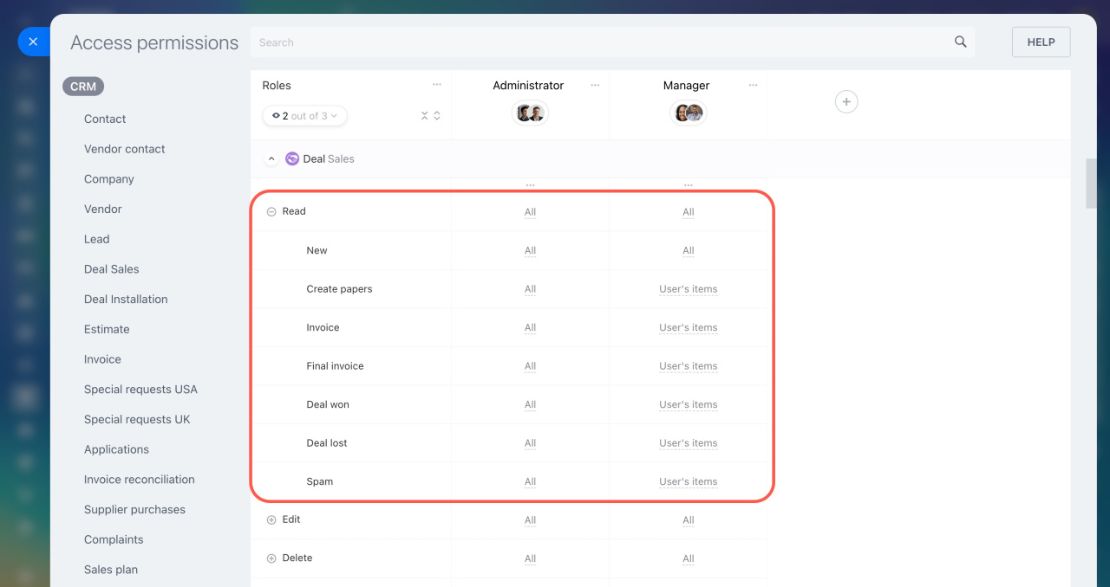 CRM дахь Role-based Access Permissions