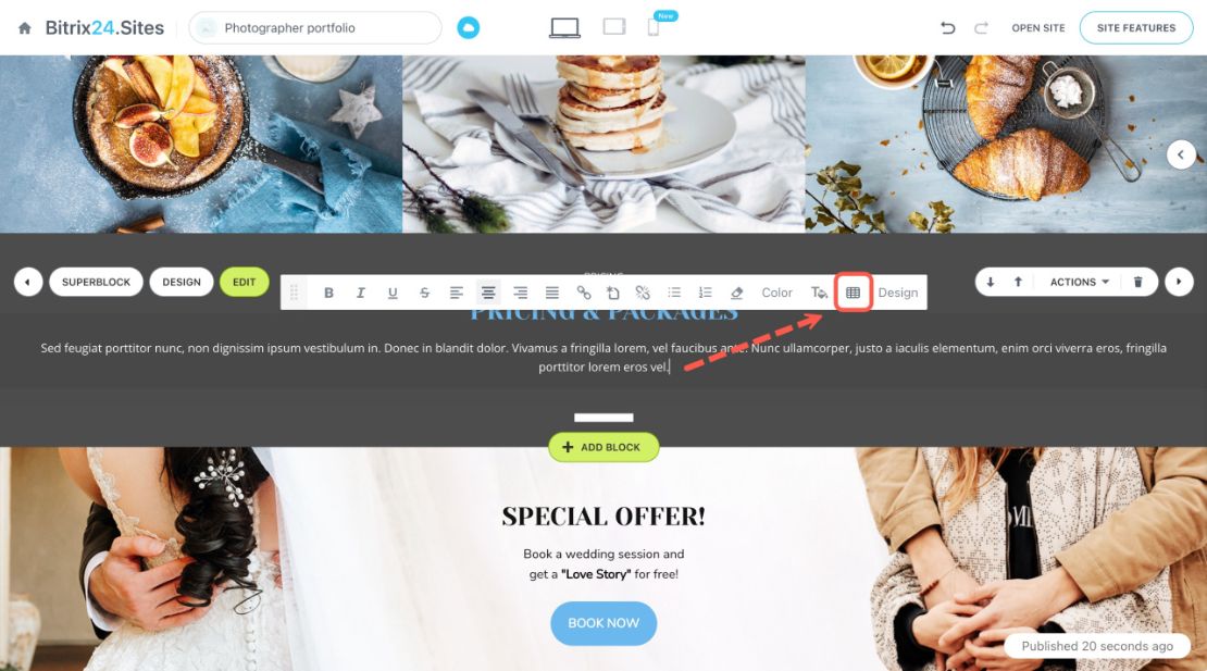 Bitrix24 Sites, Stores болон мэдлэгийн сан дахь хүснэгтүүд