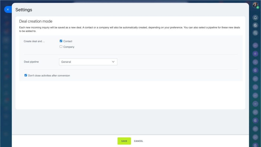 CRM ажиллах горим сонгох