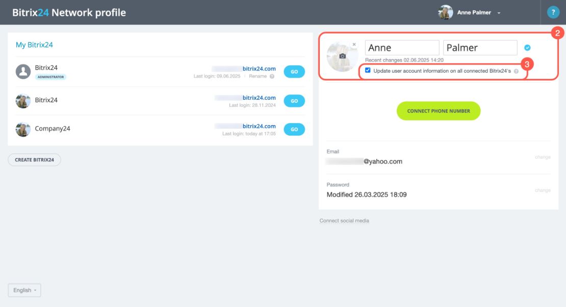 Bitrix24 нэгдсэн профайл