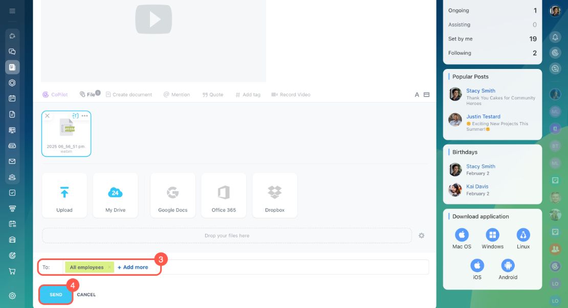 Feed хэсэгт видео нийтлэх