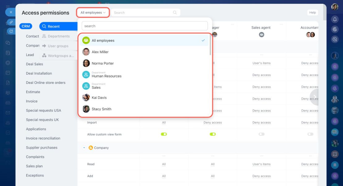 CRM дахь Role-based Access Permissions