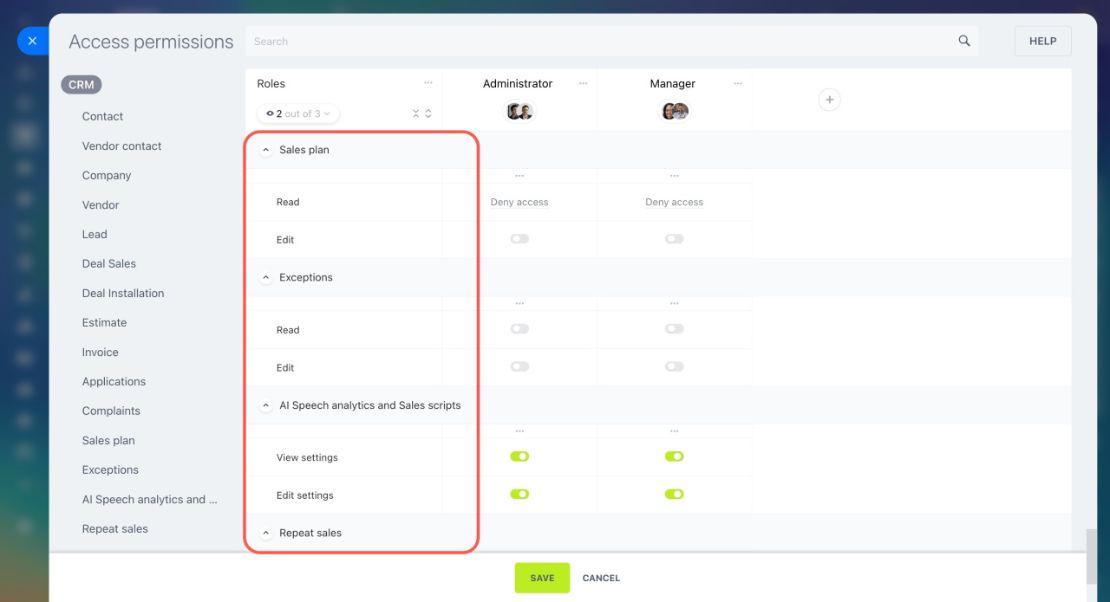 CRM дахь Role-based Access Permissions