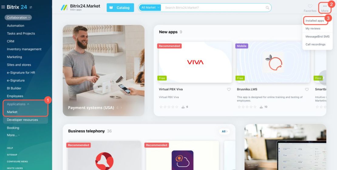 Bitrix24 Market аппликейшнүүдийн дэмжлэг