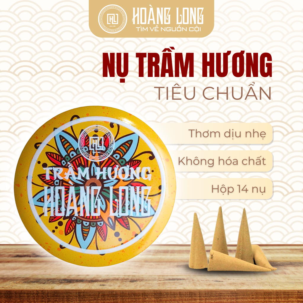 Nhang nụ Trầm Hương Hoàng Long Loại 1 (Nụ nhọn) - Hộp 14 nụ