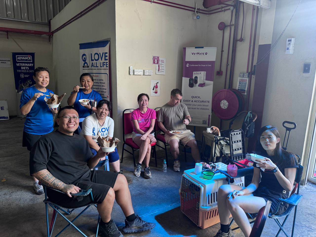 Post-graduation potluck with students and trainers