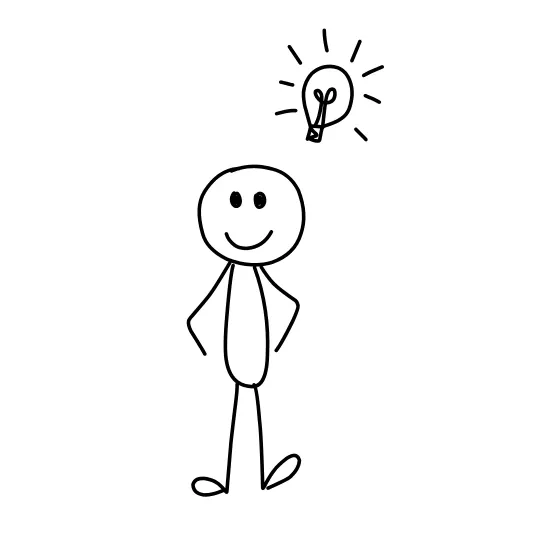 Stick figure with a lightbulb over their head
