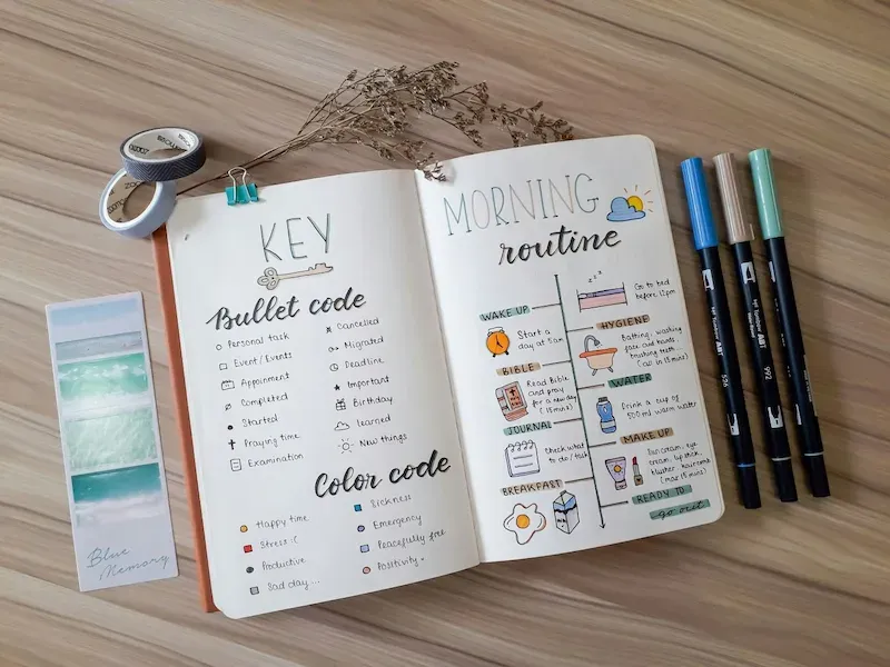 neatly written bullet journal
