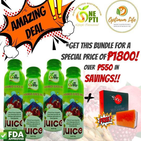 4 Opti Juice + 2 FREE Kojic Papaya Soap