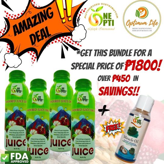 4 Opti Juice + 1 FREE Miracle Oil