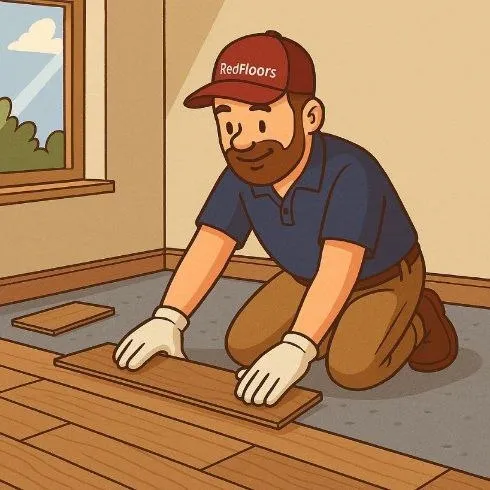 Hardwood floor installed in a bright living room