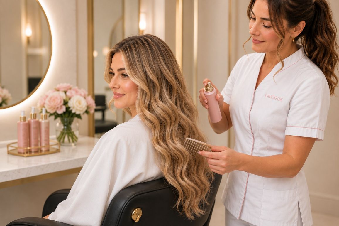 Wavy hair styling at LAVŌGUE