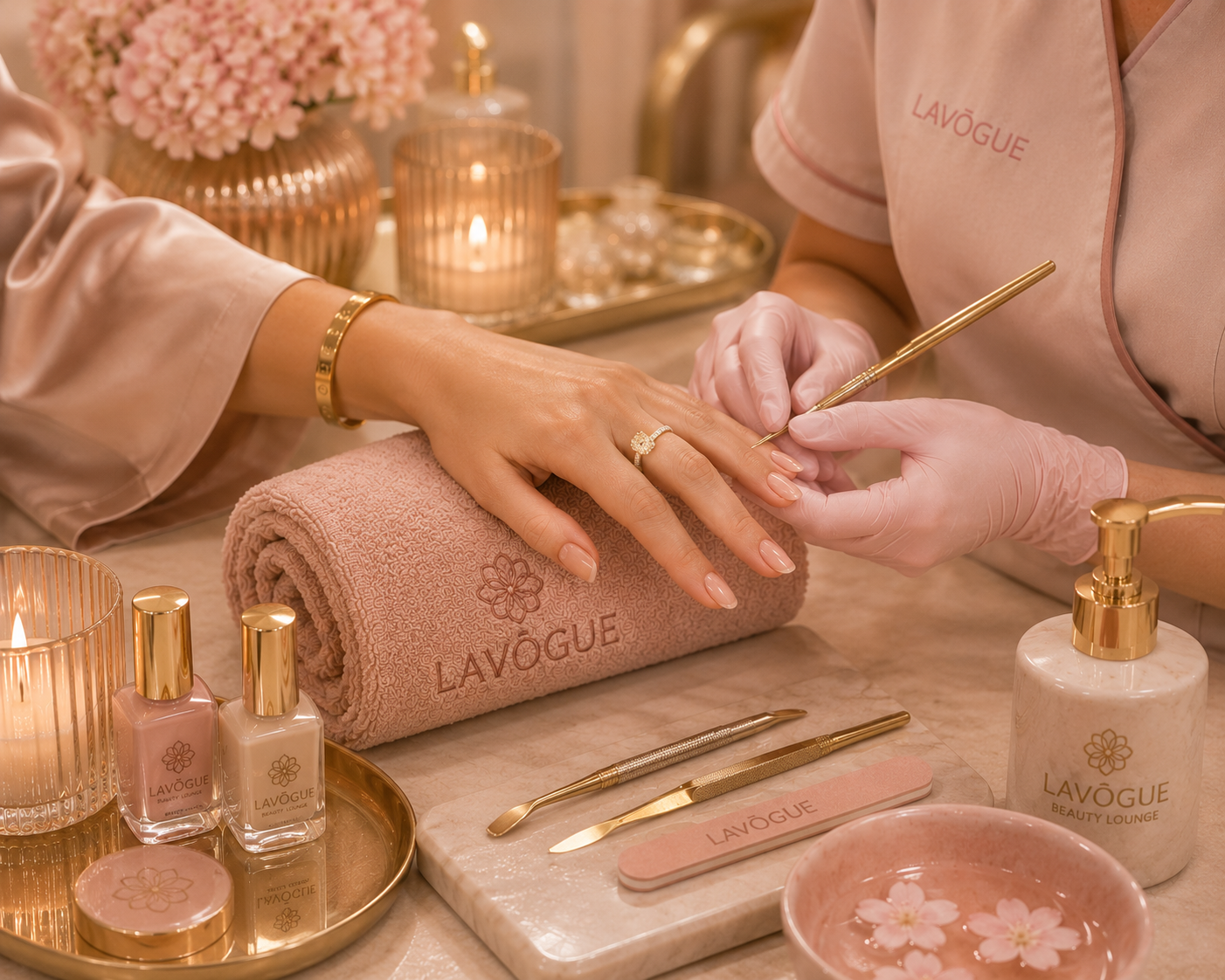 Luxury nail service experience at LAVŌGUE