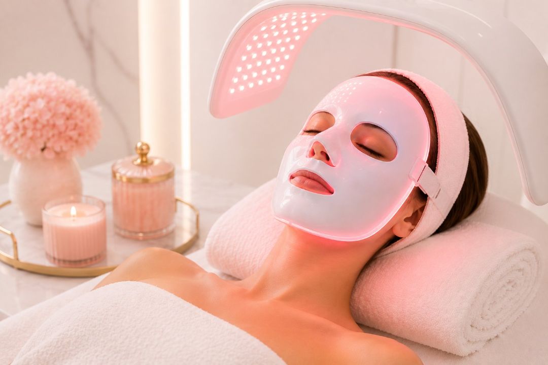LED light therapy facial treatment at LAVŌGUE