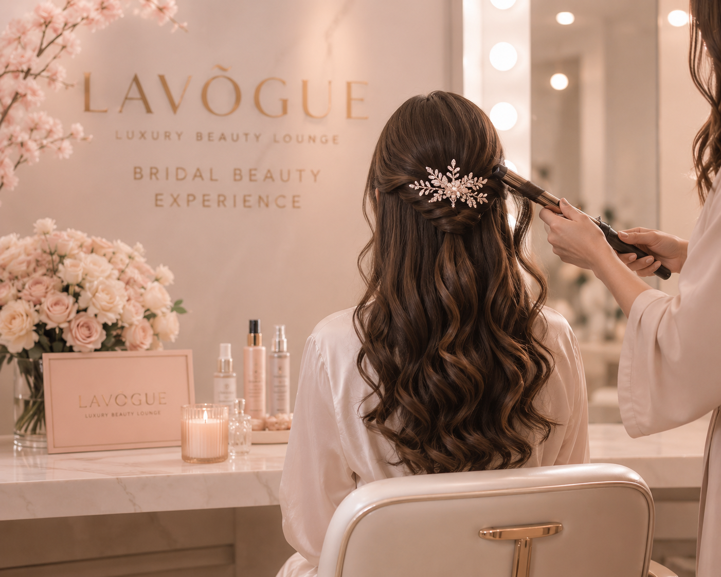 Bridal hairstyling at LAVŌGUE