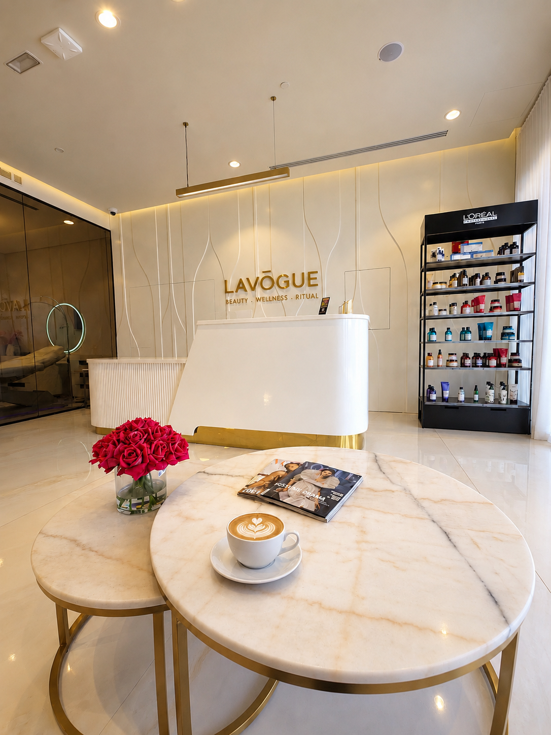 Elegant LAVŌGUE Beauty Lounge interior